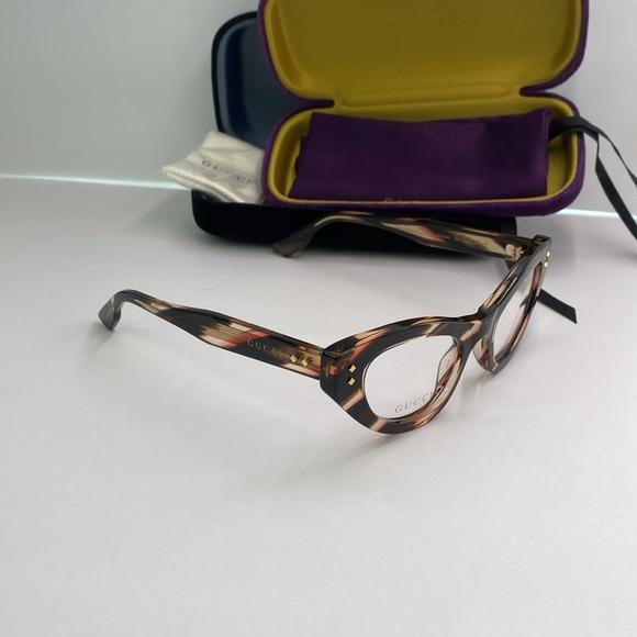 New Authentic GUCCI GG1083O 002 SHINY FLAMED BLACK AND PINK Eyeglasses - Picture 5 of 11